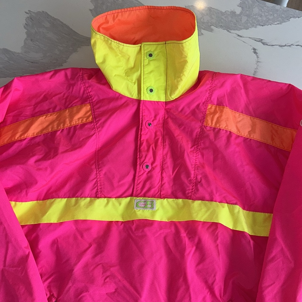 VTG 80s CB Sports Neon Pink Retro Ski Shell Jacket Windbreaker Men’s Size MED